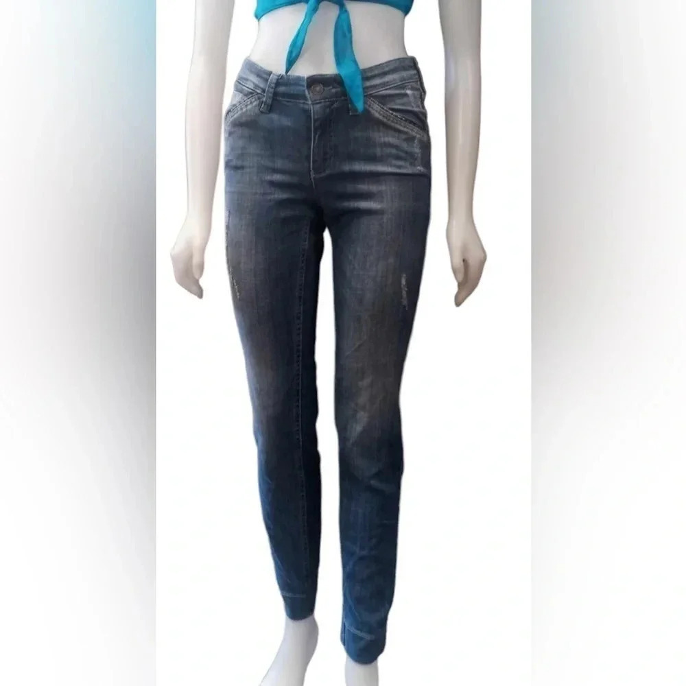 MAC Ashley Distressed Medium Wash Skinny Jeans Size 34
